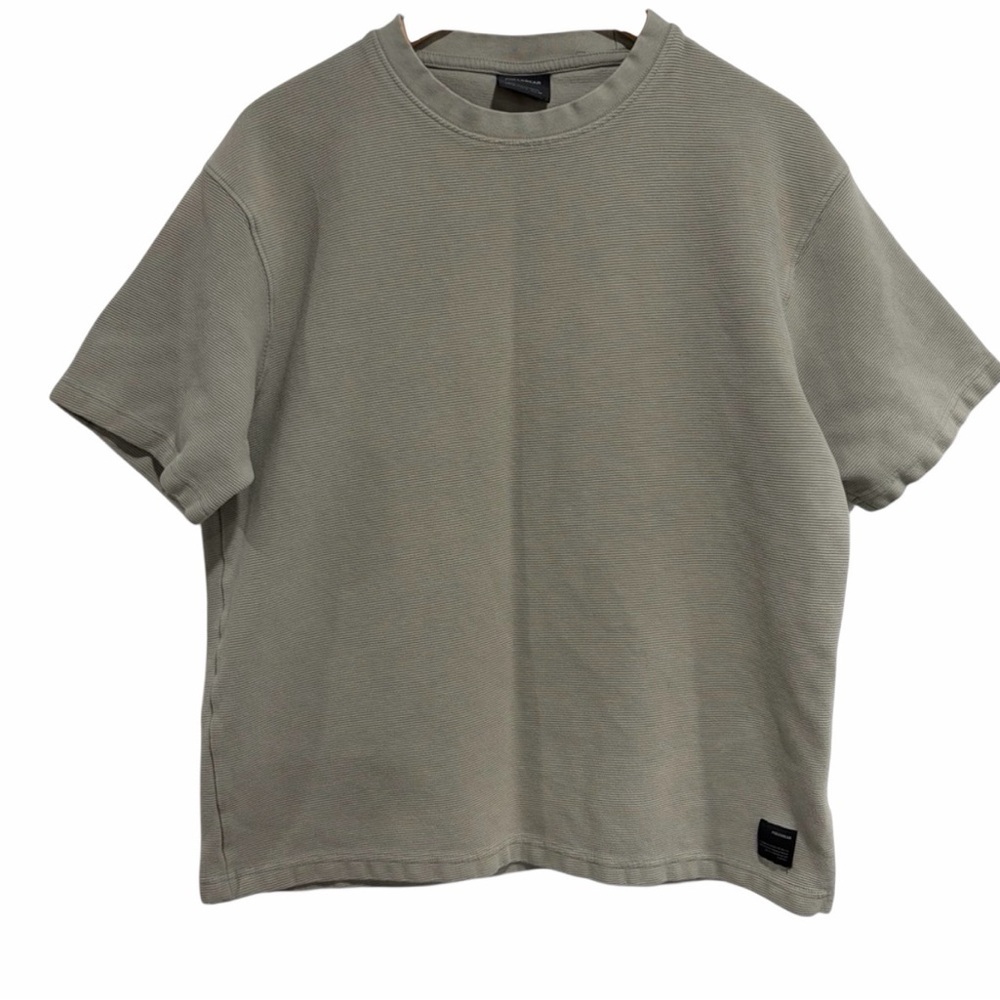 2/$25 Pull&Bear Ribbed Light Green/Grey Short Sleeve Ribbed Top T-Shirt